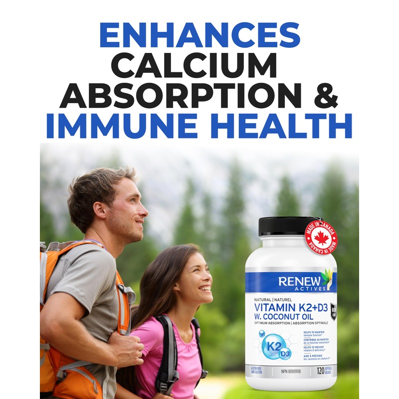 Renew Actives RENEW ACTIVES D3 K2 Supplement with Coconut Oil