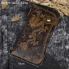 Mens Leather Long Bifold Wallet with Chain, Biker Wallet Vintage