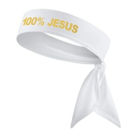 100% Jesus Headband - Gold 100 Percent Jesus Sports Head Tie Headband Soccer Fútbol Football White Black Athletics Fitness Stretch Sweatband Ninja Tie Bandana - B3 U ATHLETICS - Headband Color: White Headband