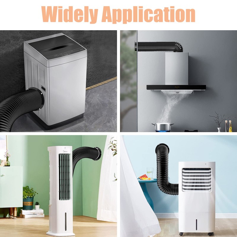 Teqooza 4" Duct Connector, 100mm Diameter Black Plastic Straight Pipe