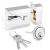 Narrow Deadlocking Night Latch 40mm, Complete with Rim Cylinder and