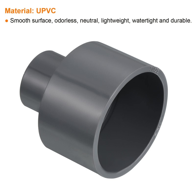 PATIKIL PVC Reducer Pipe Fitting 50x25mm, 4 Pack Straight Coupling