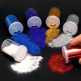 Baker Ross PJ108 Red White and Blue Glitter Shakers – Pack of 6, Craft Essentials, Glitter for Kids