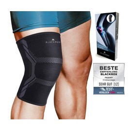 BLACKROX Knee Support [Comparison Winner 2024] Size S-XL | For Men and Women | Stabilisation for the Knee & Meniscus | Perfect for Sports, Strength Sports & Bodybuilding | Knee Bandage V1 | Black Size