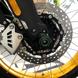 ZEXDDI Motorcycle Front Rear Fork Sliders Wheel Frame Slider Crash Protector Axle Slider Crash Pads Compatible With Z900 Z900RS Z900SE Z 900 RS SE 2019-2024 2025 (Green, Front Slider)