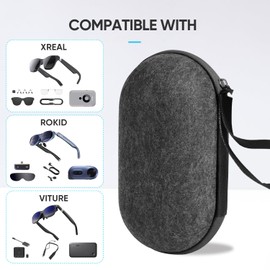 SARLAR Carrying Case Comptaible with XREAL Air/Air 2 Pro and Rokid Air/Max AR Glasses and Accessories, Hard Smart Glasses Case for Beam and TV Box Travel and Home Storage(Black)