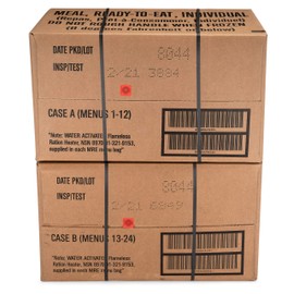 Sopakco 24ct US Military Surplus MRE Meals Ready to Eat 2021 Inspect A+B Case Bundle Menus 1-24