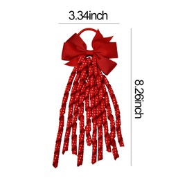 2 PCS Hair Bow Ties Elastic Korker Hair Ribbons for Girls Curly Bowknot Hair Ponytail Holder for Kids Grosgrain Bow Hair Rubber Bands, Red