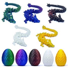 Niville 5PCS 3D Printed Dragon Eggs with Dragon Inside, 2 Style Mini Mystery Dragon Egg Articulated Crystal Dragon Toy, Easter Eggs - Unique Gift Idea for Children & Fantasy Lovers (Multicolor6-5PCS)