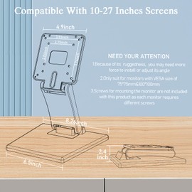 Babibobibibi LCD Monitor Stand Foldable Vesa Stand 75x75mm/100 * 100mm Lay Flat Monitor Stand Black Vesa Adapter for LCD/PC Touch Screen Single Monitor Mount