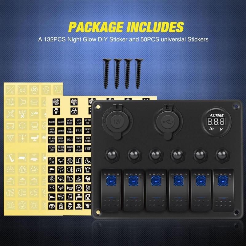 Nilight - Panel de interruptores basculantes de encendido/apagado de 6