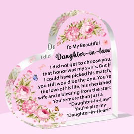 SDOFY Daughter in Law Gifts Daughter in Law Birthday Gifts Acrylic Plaque Daughter in Law Gifts from Mother in Law Christmas Mothers Day Wedding Gifts for Daughter in Law