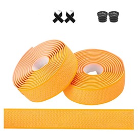 RuiMuQing Bicycle Belt, Left and Right Set, Road Bike, EVA+PU, Tail End Plug, Bar Tape, Easy Installation, Shock Absorption, Abrasion Resistant, Handle Belt, Load Bike Belt (Orange)