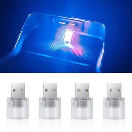 4PCS USB LED Car Interior Atmosphere Lamp, Mini LED Decoration Night Light, Plug-in USB Interface Ambient Lighting Kit, Universal Portable Vehicle Atmosphere Light for Trunk Bedroom (Color Gradient)