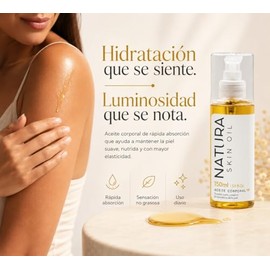 Aceite Corporal Anti Estras y Cicatrices Skin Care Reafirmante, No es Grasoso, Hidrata y Nutre Profundamente -Natura Skin Oil 150ml.                  