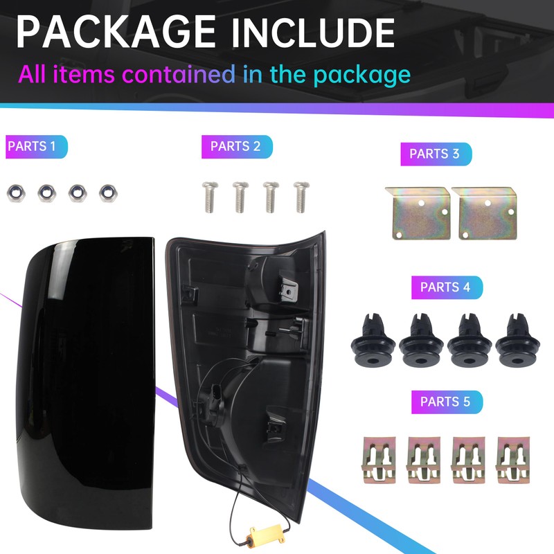 KAKABAS Smoked Black LED Tail Light Compatible with Dodge RAM