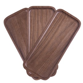 Muso Wood Solid Walnut Wood Serving Trays, Rectangular Wooden Serving Plates for Home Decor, Food, Cheese, Appetizer Serving Tray, Coffee Tray (Set of 3)