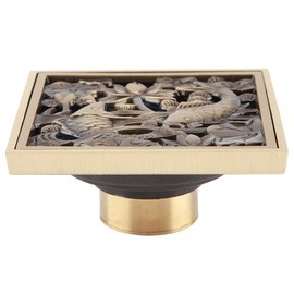 Drenaje de piso de latón antiguo de 10 cm, desagüe del piso de la ducha Rejilla del desagüe del desagüe del baño Rejilla, tapa del desagüe del piso, colador del desagüe de desechos(#4)