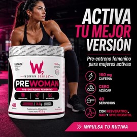 Pre Workout para Mujer PREWOMAN, Energía y Enfoque, Cero Azúcar, 160 mg de Cafeína, Ponche de Frutas, 40 Porciones, Purely Organics