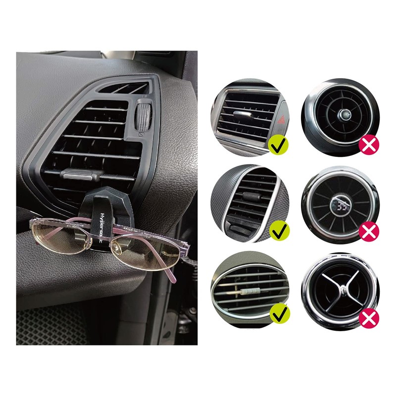 Hypersonic 2-Pack Sunglass Holder for Car Sun Visor, Air Vent
