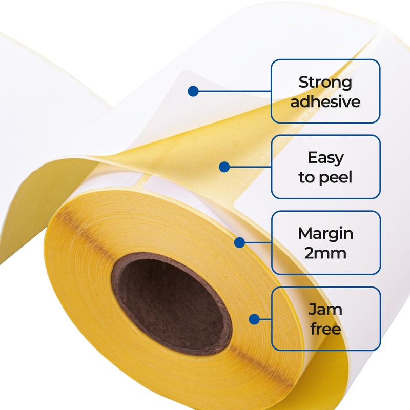 MDlabels White thermal labels on a roll (label size: 100