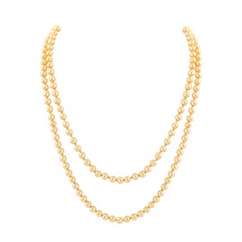 BABEYOND Fashionable Imitation Pearl Chain Flapper Art Deco 1920s Gatsby Costume Accessories Long Pearl Necklace, Glass