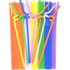 500 Pack Solid Colors Flexible Disposable Plastic Drinking Straws, Individually