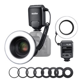 Godox ML150II Portable LED Macro Ring Flash Light Set 6-Level Power Selection (1/32-1/1) 5800 K ± 200 K Dimmable for Nikon/Canon/Panasonic/Olympus/Sony 11 FX Light Effects