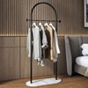 Freestanding Clothing Rack with Marble Base,Modern Black Arch Garment Rack