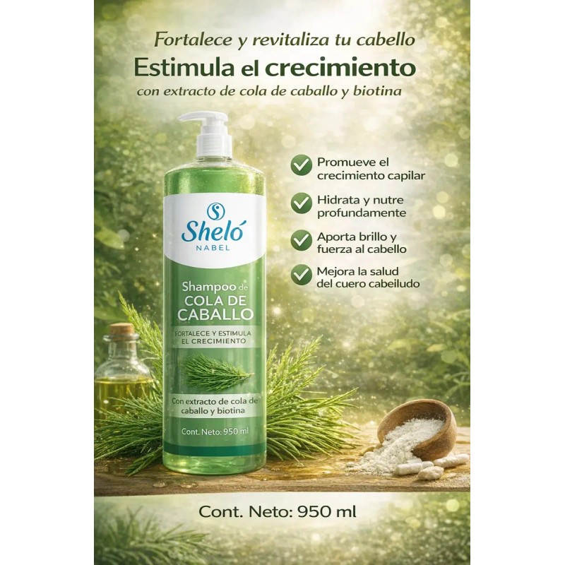 Shampoo Cola Caballo 950ml Crecimiento Shelo Nabel