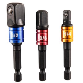 ​​3PCS Impact Driver Socket Adapter Set - 1/4" 3/8" 1/2" Drive Converter with Hex Shank & Double R-Groove for Impact Wrenches & Cordless Drills​