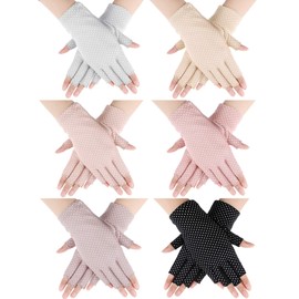 Handepo 6 Pairs Women Sunscreen Fingerless Gloves Summer UV Protection Driving Gloves for Driving Riding Fishing