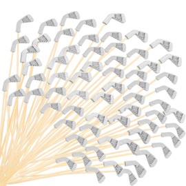 Nitial 200 Pcs 5.12 Inch Golf Club Toothpicks for Appetizers Golf Skewers Disposable Bamboo Sandwich Fruit Cocktail Picks for Golf Catered Events Buffet Party Holiday Supplies(Silver)