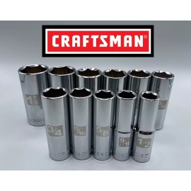 CRAFTSMAN Tools 11pc 1/2" Drive DEEP SAE 6 point socket set 1/2" - 1 1/8"
