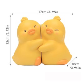 Cute Hug Ducks Decorative Bookends, Unique Book Ends to Hold Books Creative Resin Book Holder Stopper for Home Office Desk Bookshelf Decoration