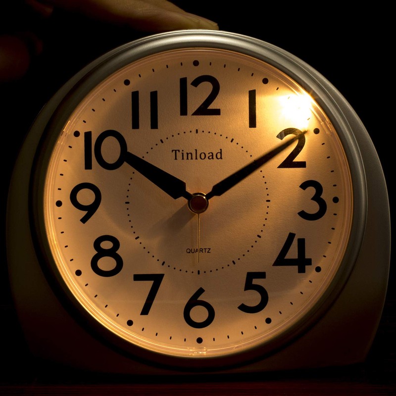5.5" Silent Analog Alarm Clock Non Ticking, Gentle Wake, Beep