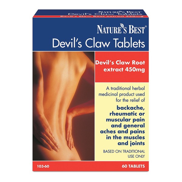 Natures Best Devil's Claw Root Extract 450mg, Relief Of Backache, Muscular and Joint Pains, 60 TABLETS