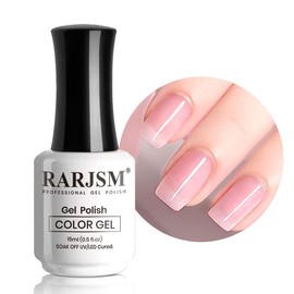 RARJSM Translucent Sheer Pink Gel Nail Polish LED UV Gel Soak Off Clear Pink French Manicure Nude Pink Jelly Nail Gel Polish Varnish Curing Requires 1pcs 15ml for Home Salon Nail Art DIY