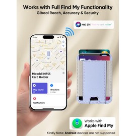Miroddi Credit Card Holder with Find My, Premium Leather Small Wallet for Women, RFID Blocking Slim Card Wallet for Women Men, Minimalist Business Credit Card Wallet, Holds Up to 14 Cards, Purple