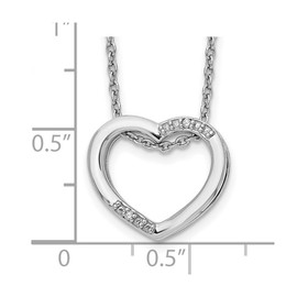 925 Sterling Silver Polished Lobster Claw Closure White Ice Diamond Love Heart Necklace 18 Inch Measures 15mm Wide - Pendant Necklace for Women