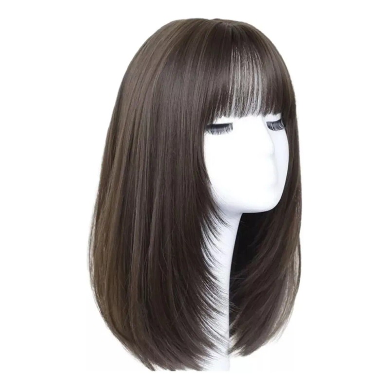 Peluca Cabello Natural Larga Dama Castaño Pelucaa De Mujer