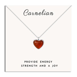 SmileBelle SmileBelle Red Heart Necklace Carnelian Necklace for Women Valentines Gifts for Her, Red Stone Heart Pendant Necklace for Girls, Heart Jewelry as Cute Lover Necklace for Teen For Anniversary Gifts