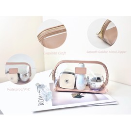clear makeup bag,leather makeup case,travel toiletry bag,portable cosmetic bag,transparent waterproof cosmetic organizer storage bag (Pink, Large)