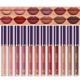 BestLand Kit De Maquillaje De Labios Con 12 Labiales Mate, Labiales Líquidos Aterciopelados, Resistentes Al Agua, De Larga Duración, Brillo De Labios 