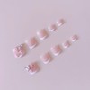 French Tip Press on Toenails Short Square Fake Toenails Flower
