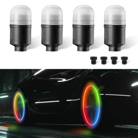 Lecctso 4PCS LED Wheel Lights, Tire Valve Light, Waterproof Tire Valve Stem LED Light Cap, Universal Tire Valve Caps Lamp Wheel Decoration Car Accessories Fits for Car Bike Motorcycle