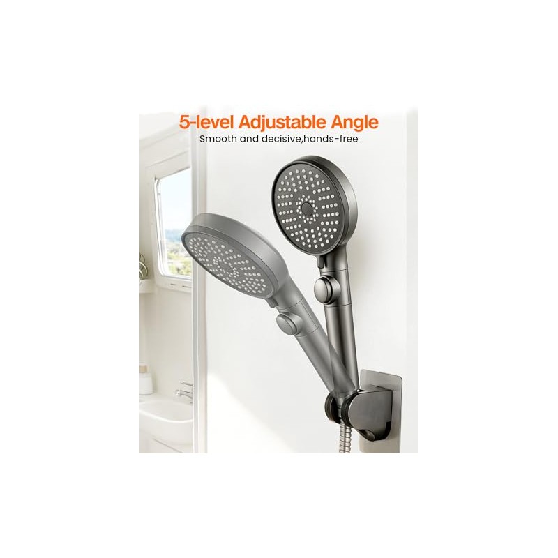 High Pressure RV Shower Head with Hose and 5 Spray