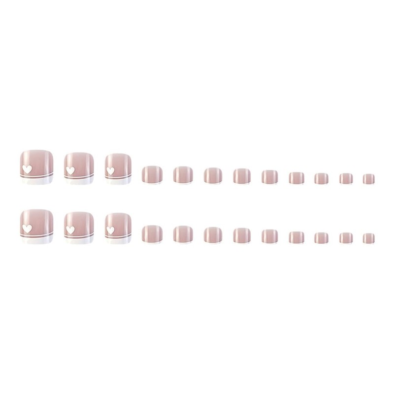 Caiguoer 24 Pieces Bare False Toenails Square French False Toenails