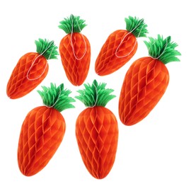 LIFKOME 6pcs Organic Carrot Honeycomb Pom Poms Friendly Easter Decorations for Parties Versatile Hanging Flower Balls for Weddings Showers and Birthdays