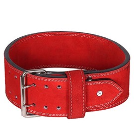 AKS Weightlifting Straps I Power Weight Lifting Gymnastics Belt I Heavy Duty Leather Training Gym Belt (Red, M (28 to 32 inches)